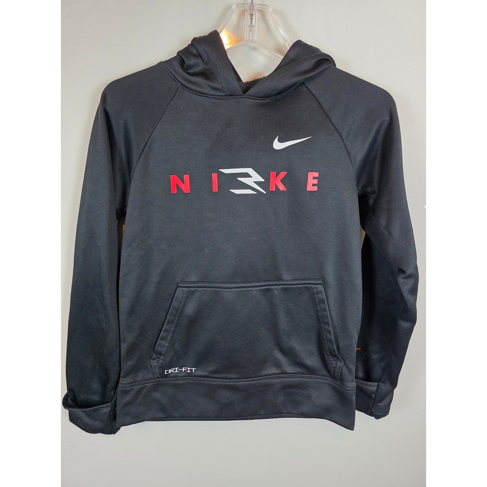 Nike Dri-FIT Kids Black Hoodie Athletic Pullover‎ Long Sleeve Size M 10-12 YRS
